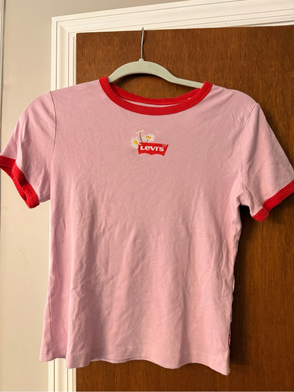 Levi's Light Pink Tee with Red Trim